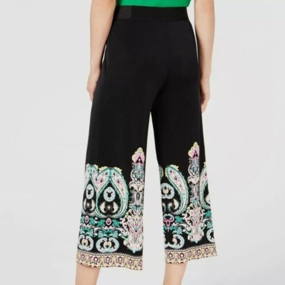 INC International Concepts Floral Damask Paisley Cropped Wide Leg Pants Size XS - Picture 3 of 9